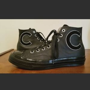 SOLD Converse All Star Big C Black Leather High Top 9.5 men/11.5 women (SOLD)